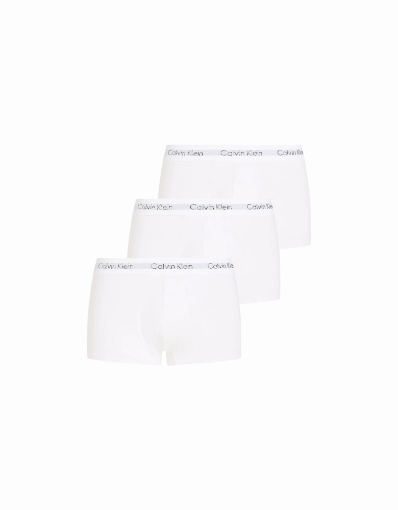 3-Pack Low-Rise Cotton Stretch Boxer Trunks, White