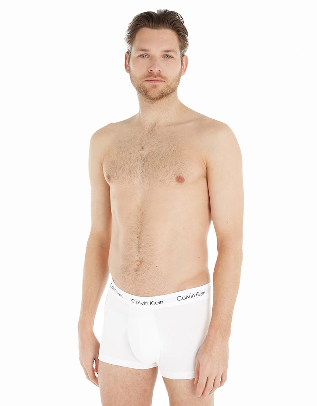 3-Pack Low-Rise Cotton Stretch Boxer Trunks, White