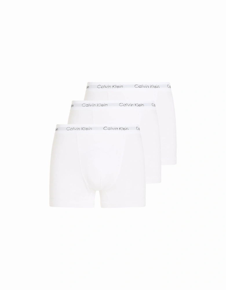 Cotton Stretch 3-Pack Boxer Trunks, White