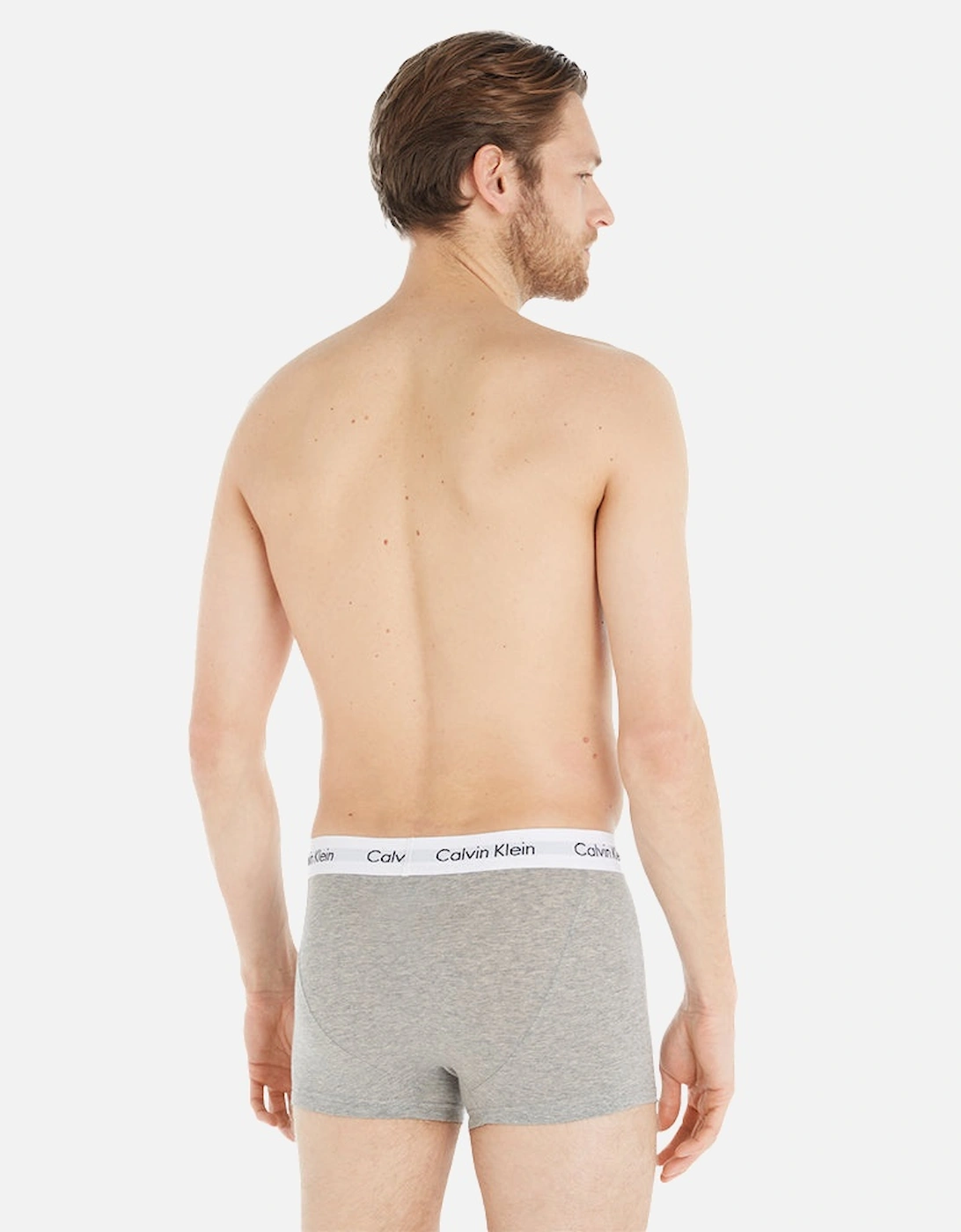 3-Pack Low-Rise Cotton Stretch Boxer Trunks, Grey Heather