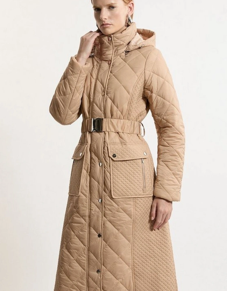 Quilted Hooded Longline Coat