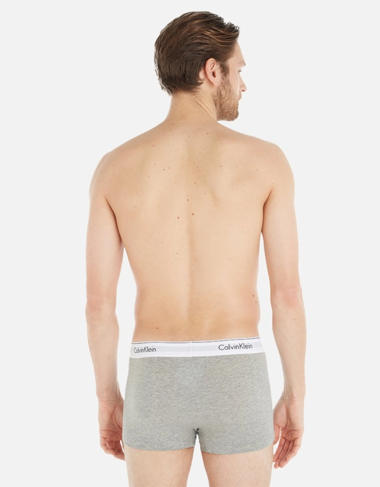 3-Pack Modern Cotton Boxer Trunks, Black/Grey/White