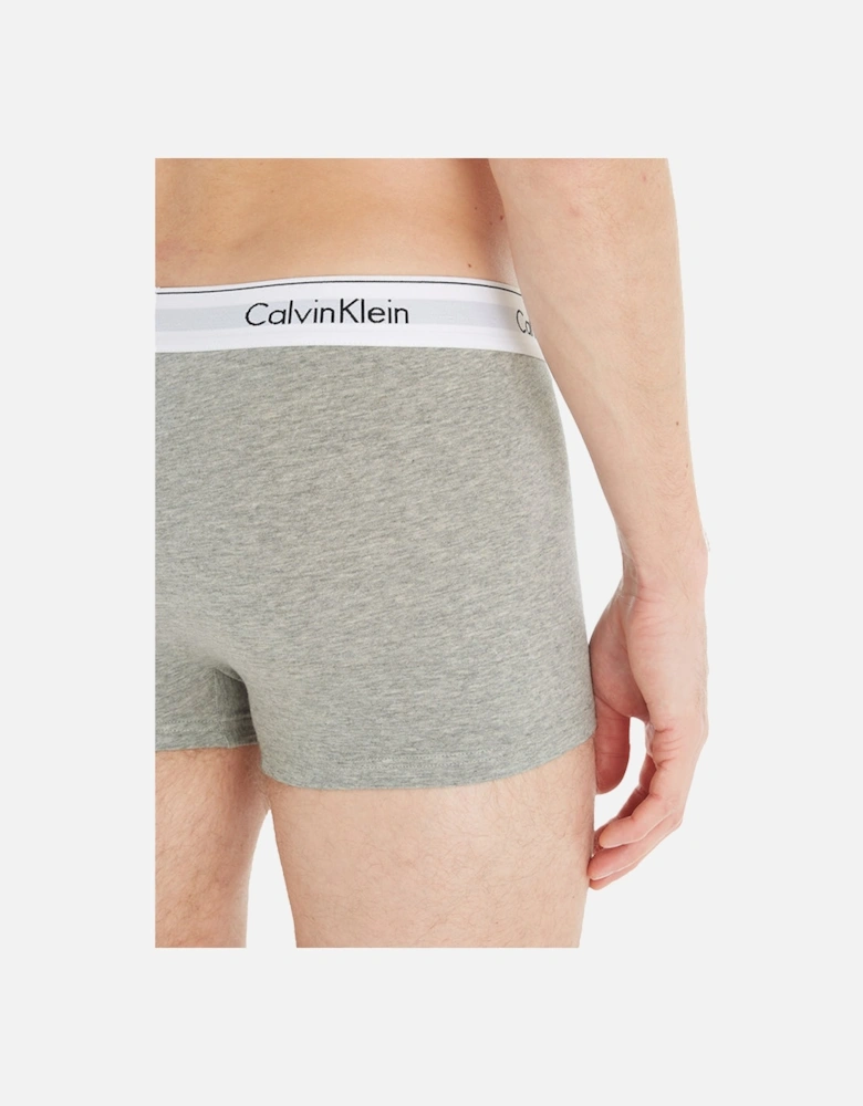3-Pack Modern Cotton Boxer Trunks, Black/Grey/White