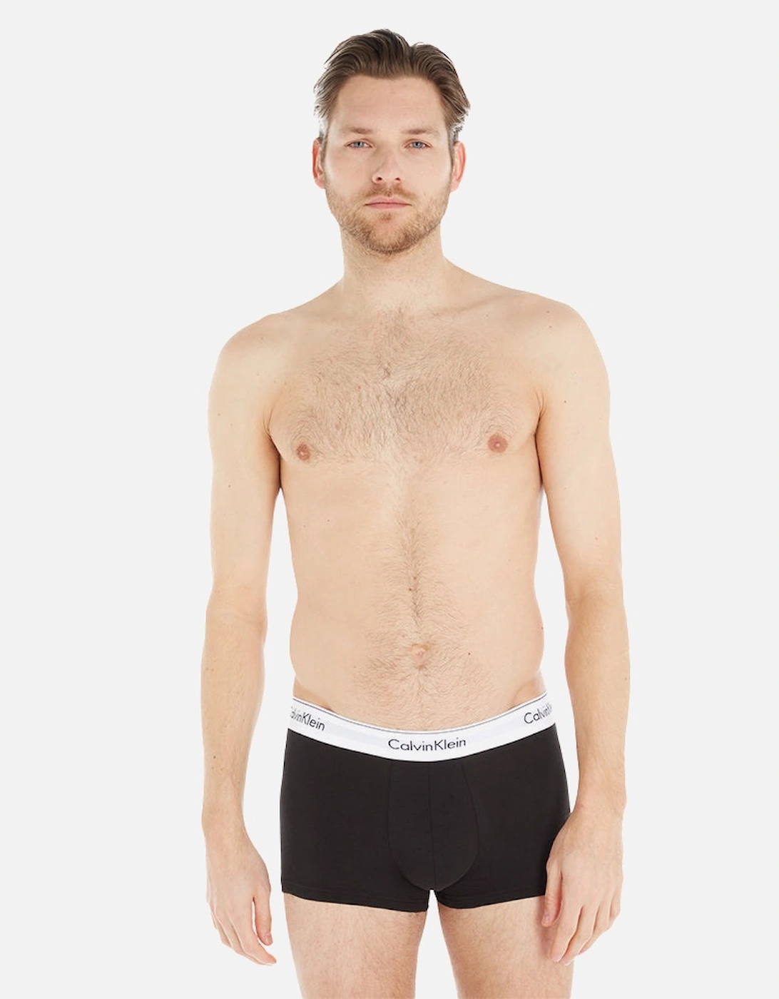 3-Pack Modern Cotton Boxer Trunks, Black/Grey/White