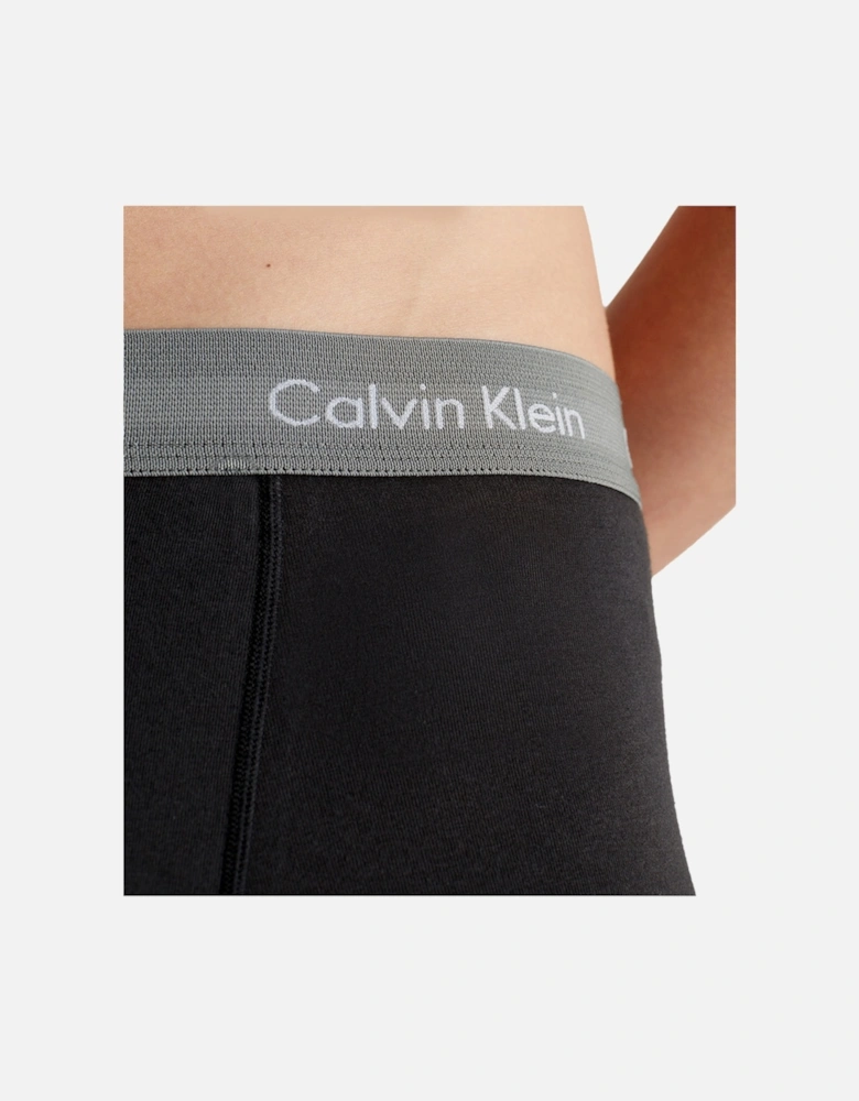 3-Pack Low-Rise Boxer Trunks, Black with blue/grey/khaki