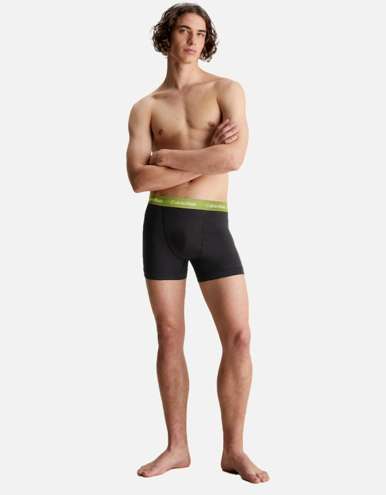 3-Pack Low-Rise Boxer Trunks, Black with blue/grey/khaki