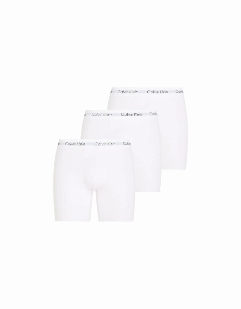 3-Pack Cotton Stretch Boxer Briefs, White