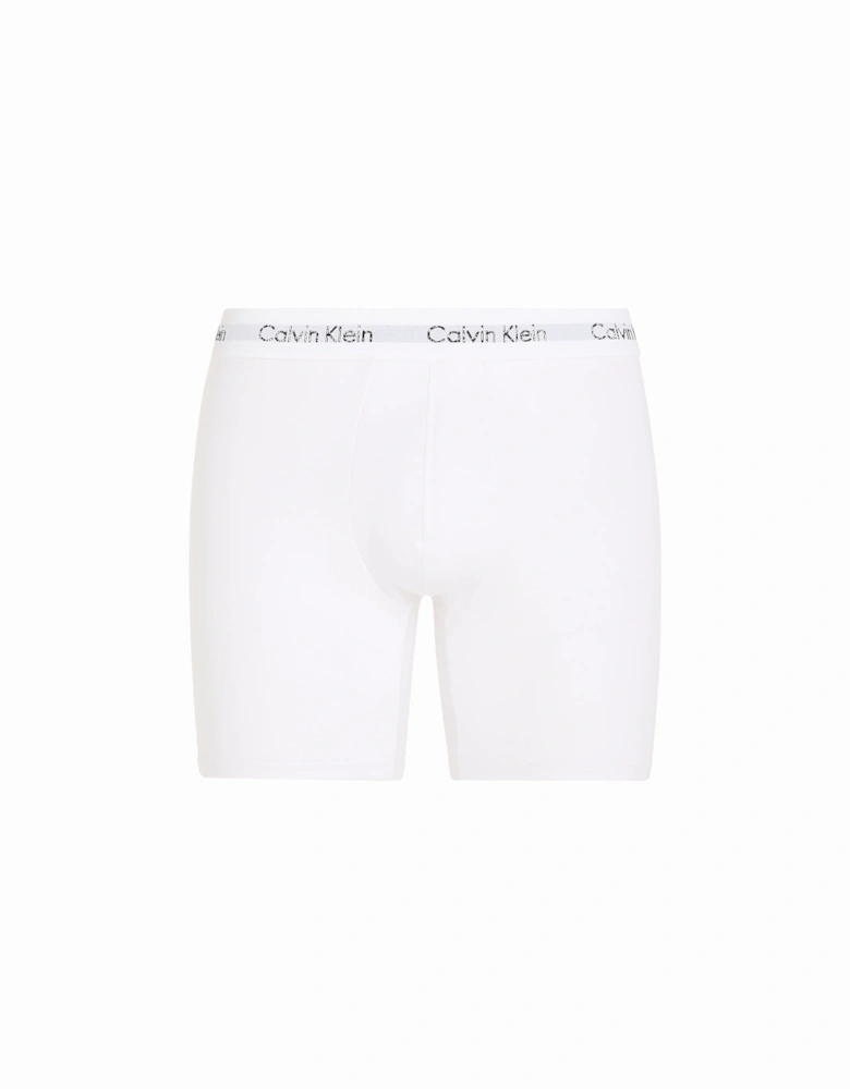 3-Pack Cotton Stretch Boxer Briefs, White