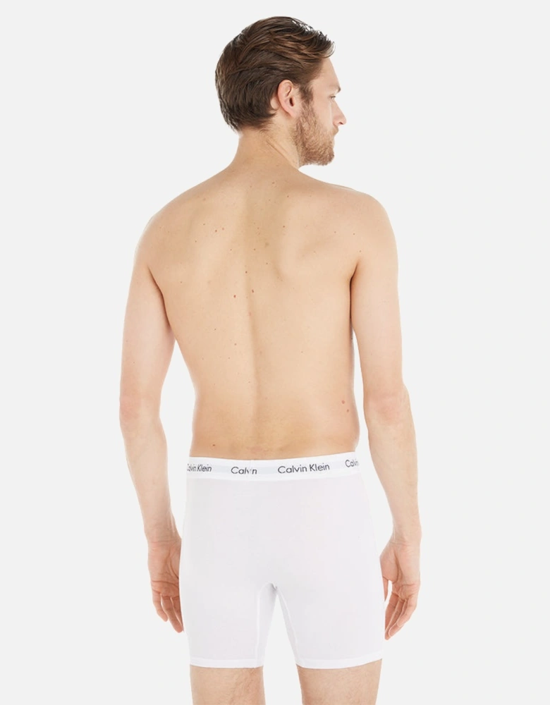 3-Pack Cotton Stretch Boxer Briefs, White