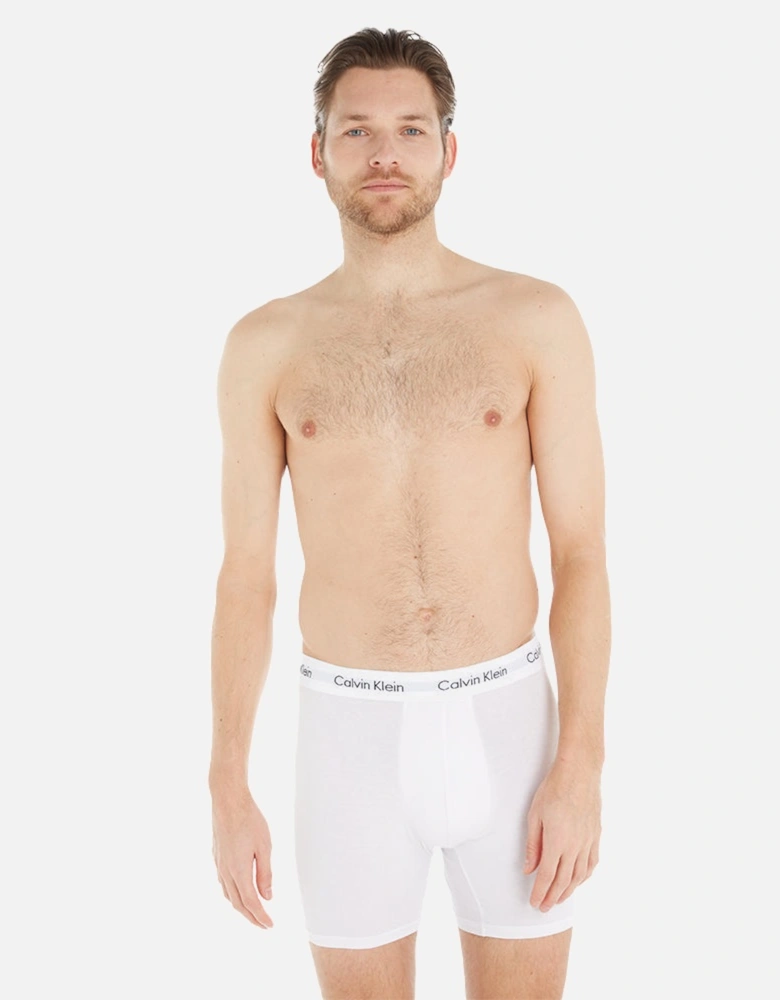 3-Pack Cotton Stretch Boxer Briefs, White