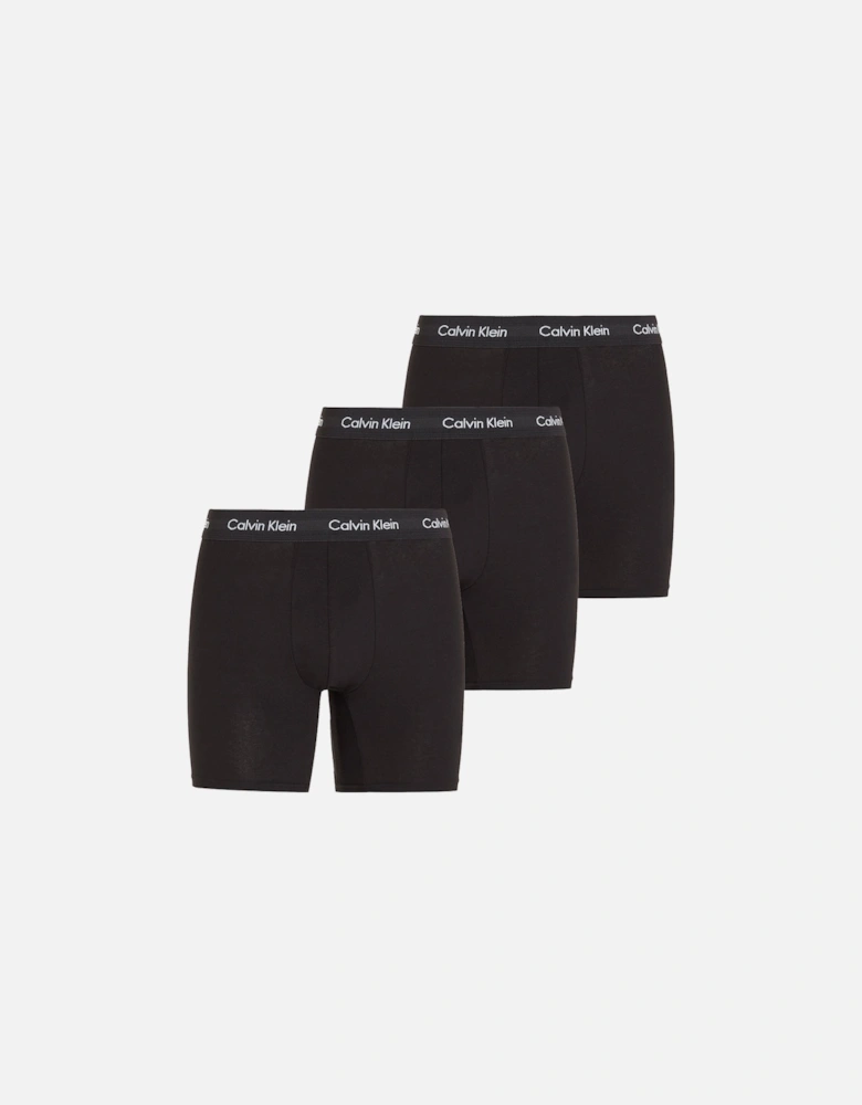 3-Pack Cotton Stretch Boxer Briefs, Black