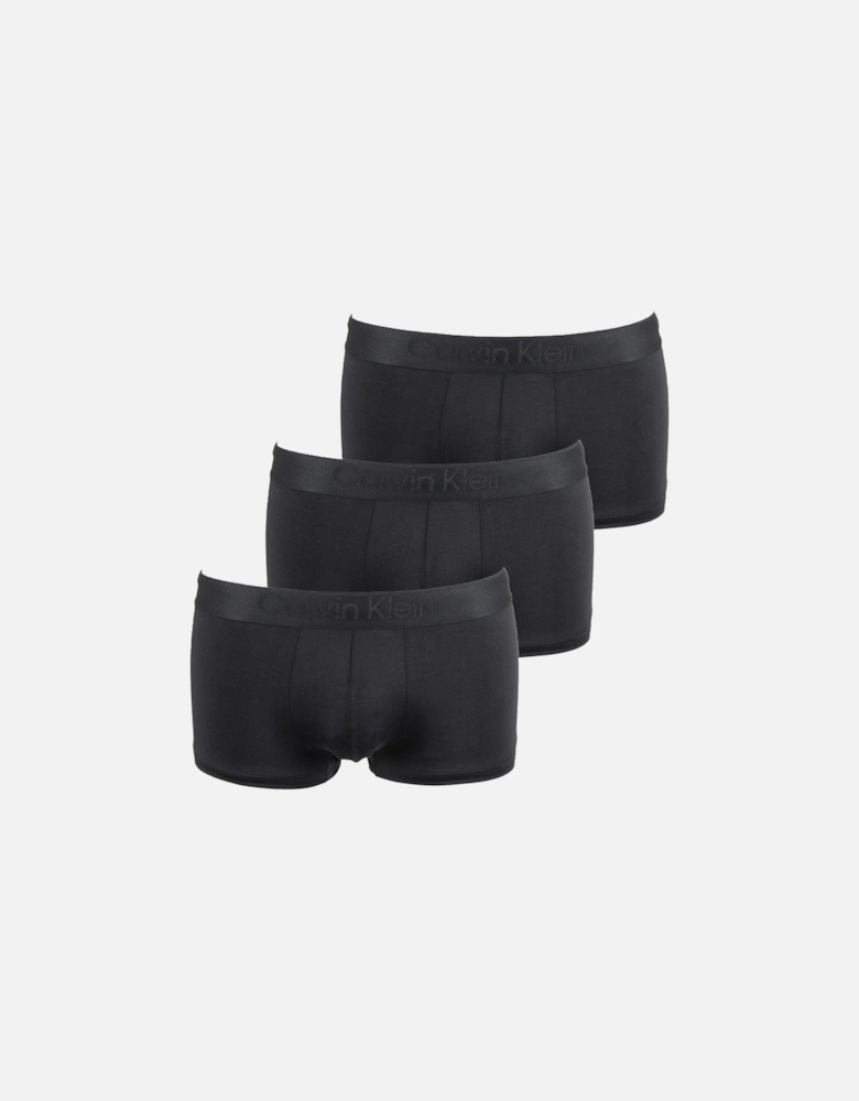 3-Pack CK Black Low-Rise Boxer Trunks, Black