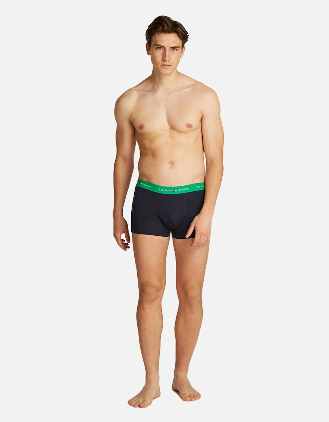 3-Pack Signature Cotton Boxer Trunks, Black/Blue/Green/Orange