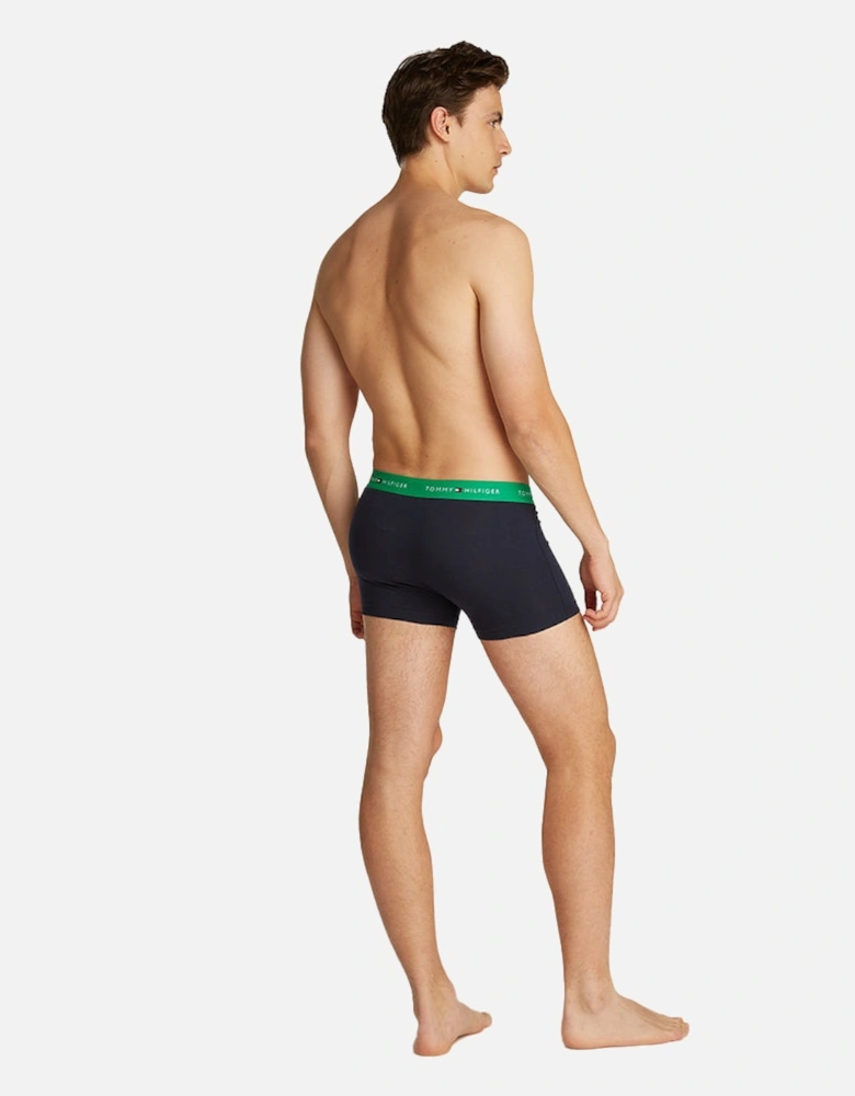 3-Pack Signature Cotton Boxer Trunks, Black/Blue/Green/Orange