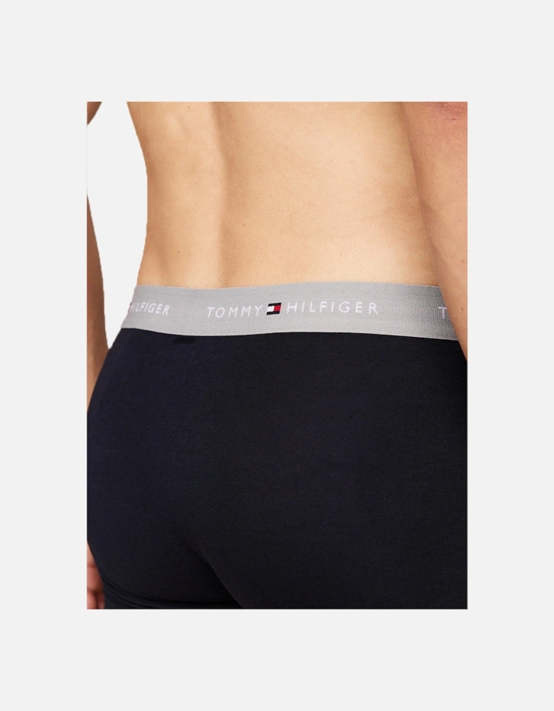 5-Pack Signature Cotton Boxer Trunks, Navy/Silver/White