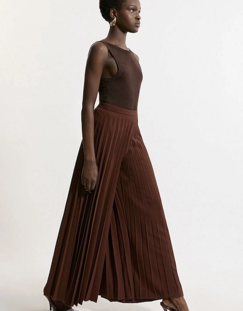 Tailored Crepe Pleated Full Midi Trouser