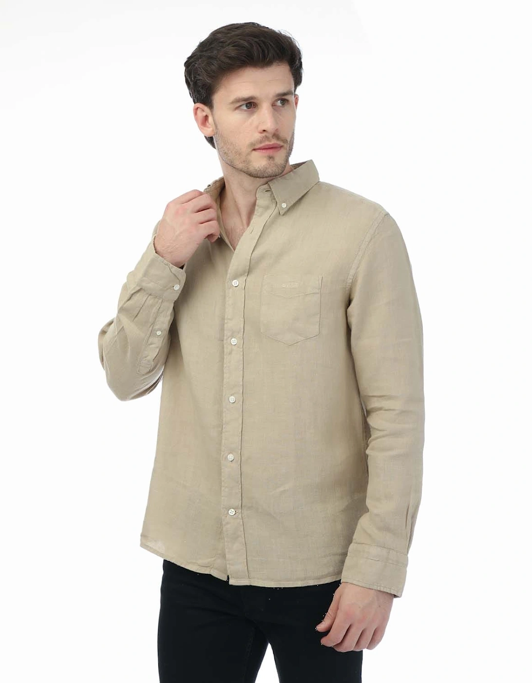 Regular Fit Garment Dyed Linen Shirt - Regular Ut Garment Dyed Linen Shirt, 5 of 4