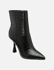 Black Croc-Print Pu