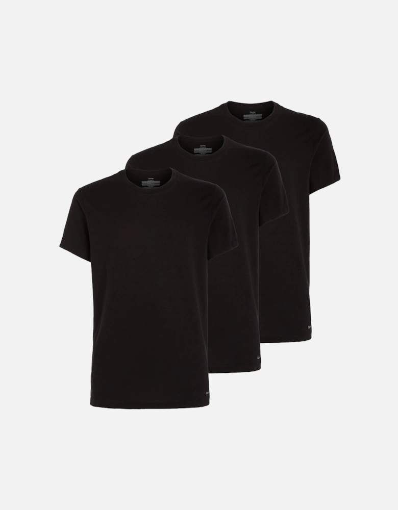 3-Pack Pure Cotton Crew-Neck T-Shirts, Black