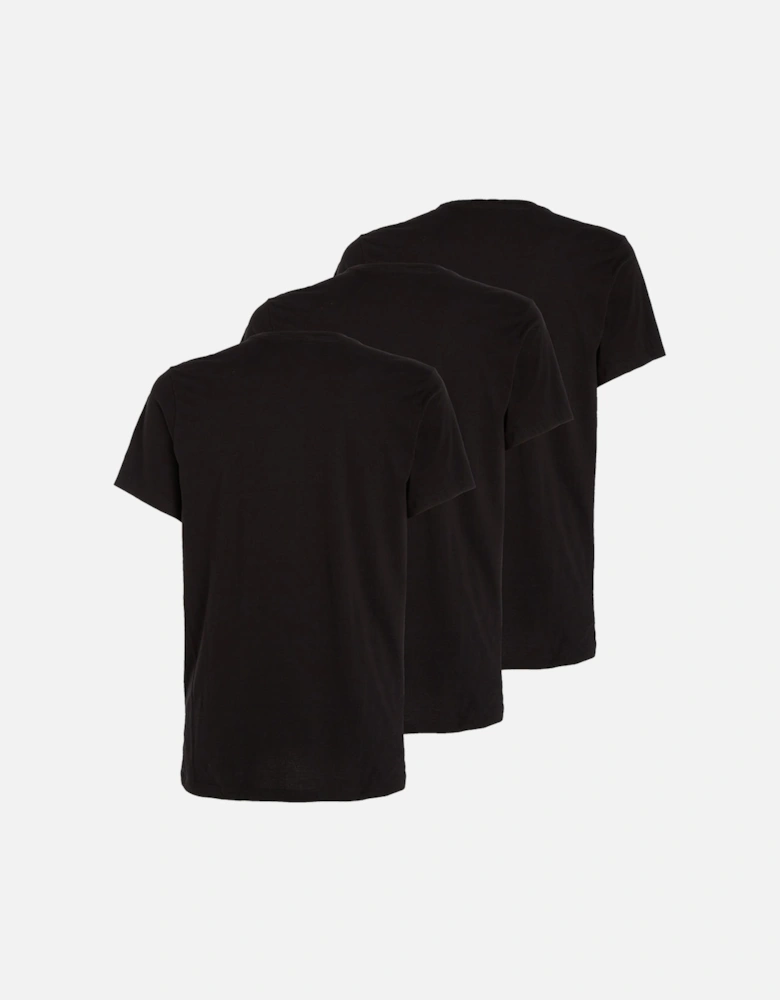 3-Pack Pure Cotton Crew-Neck T-Shirts, Black