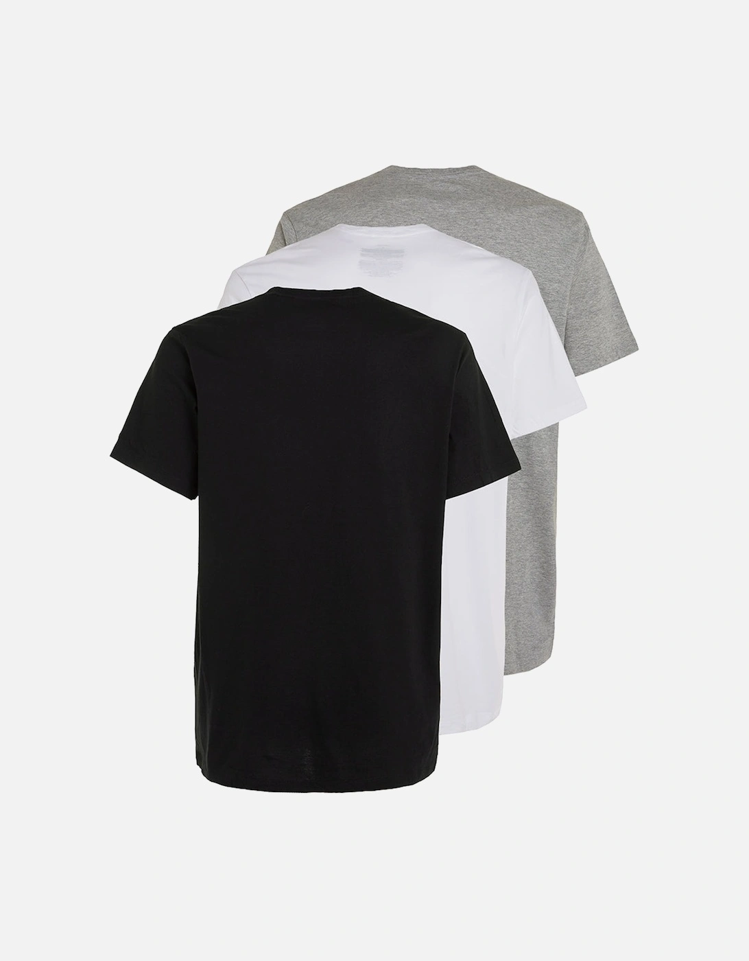 3-Pack Pure Cotton Crew-Neck T-Shirts, Black/White/Grey