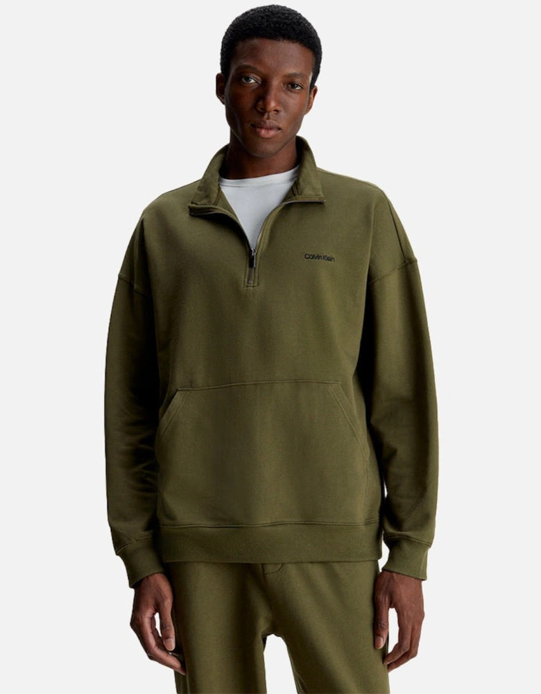Embroidered Logo Qtr-Zip Track Jacket, Dark Olive