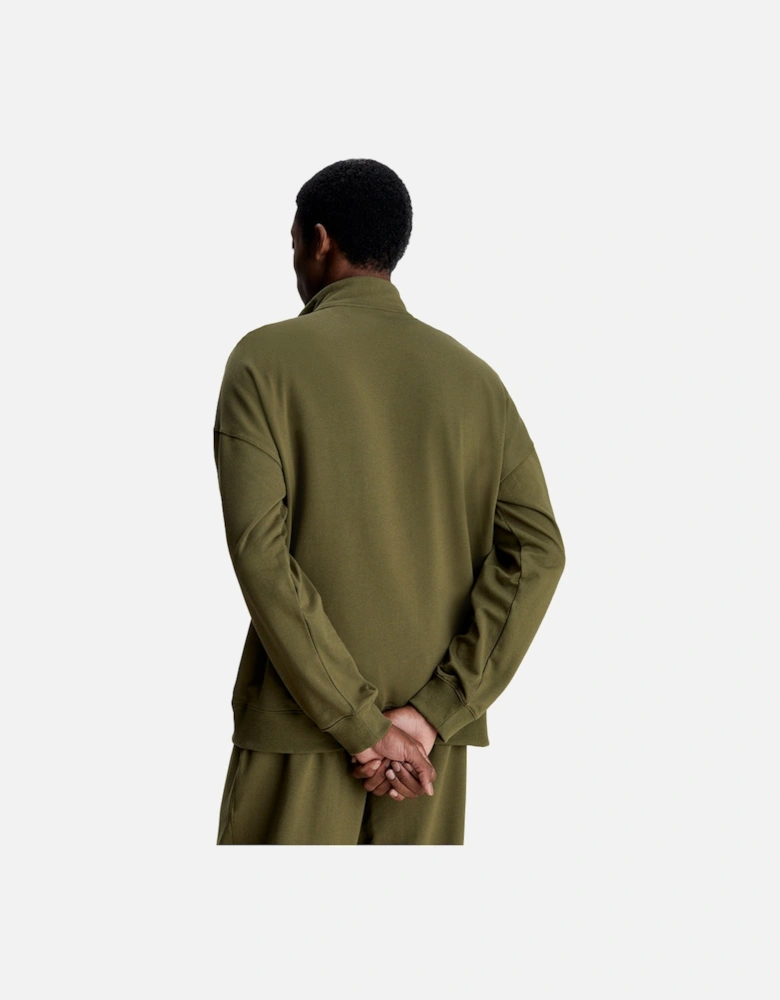 Embroidered Logo Qtr-Zip Track Jacket, Dark Olive
