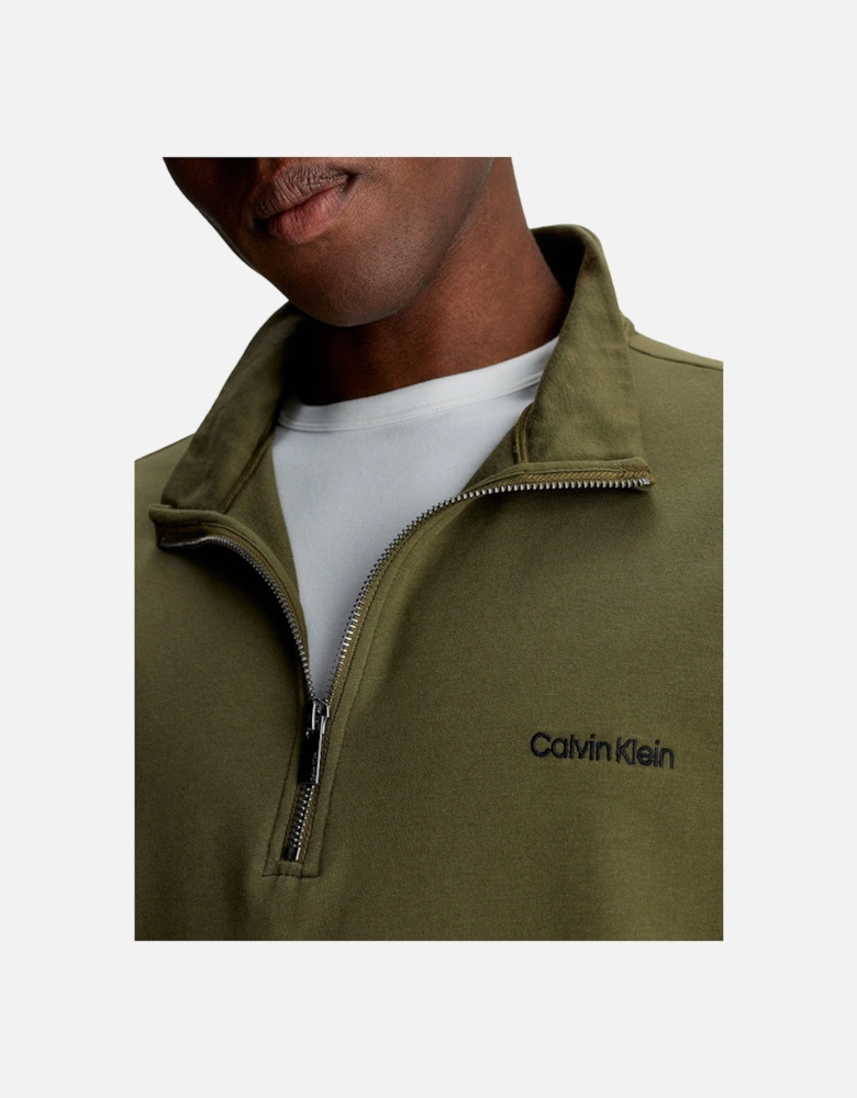 Embroidered Logo Qtr-Zip Track Jacket, Dark Olive