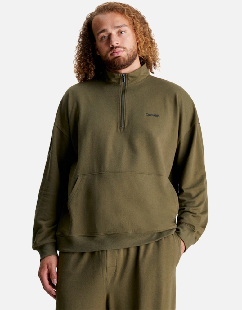 Embroidered Logo Qtr-Zip Track Jacket, Dark Olive