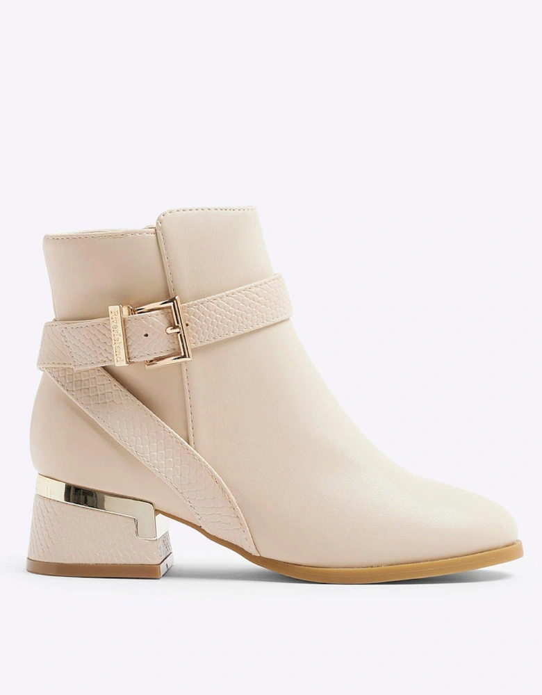 Girls Heeled Ankle Boot - Cream