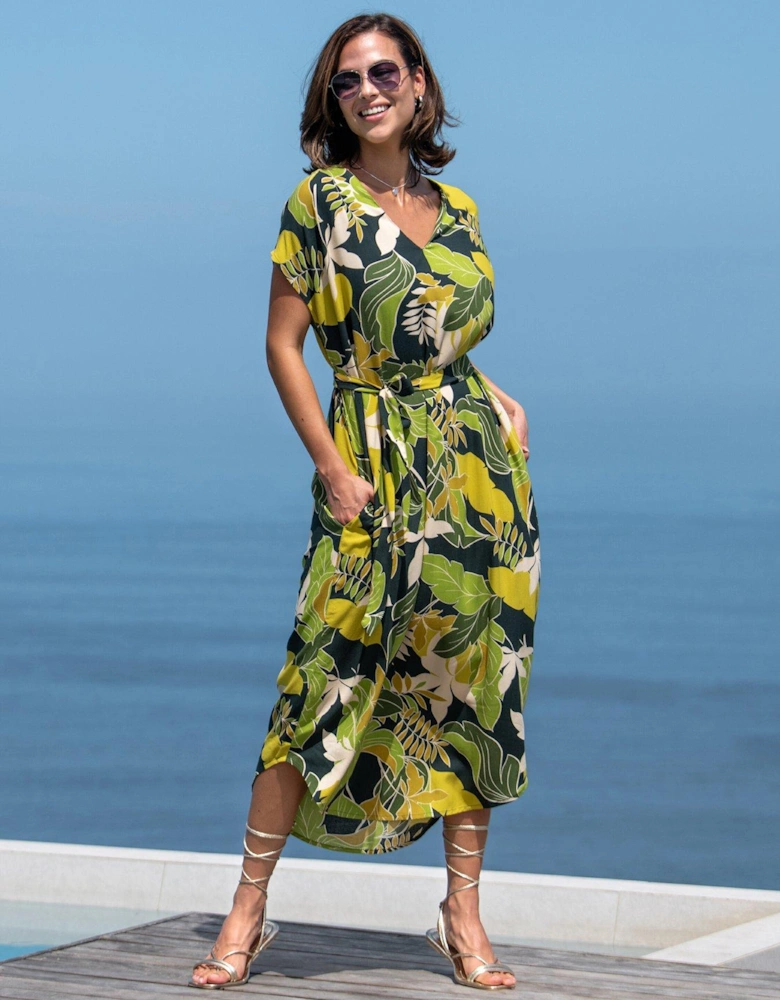 LENZING™ ECOVERO™ Viscose fibres Belted Beach Kaftan Dress