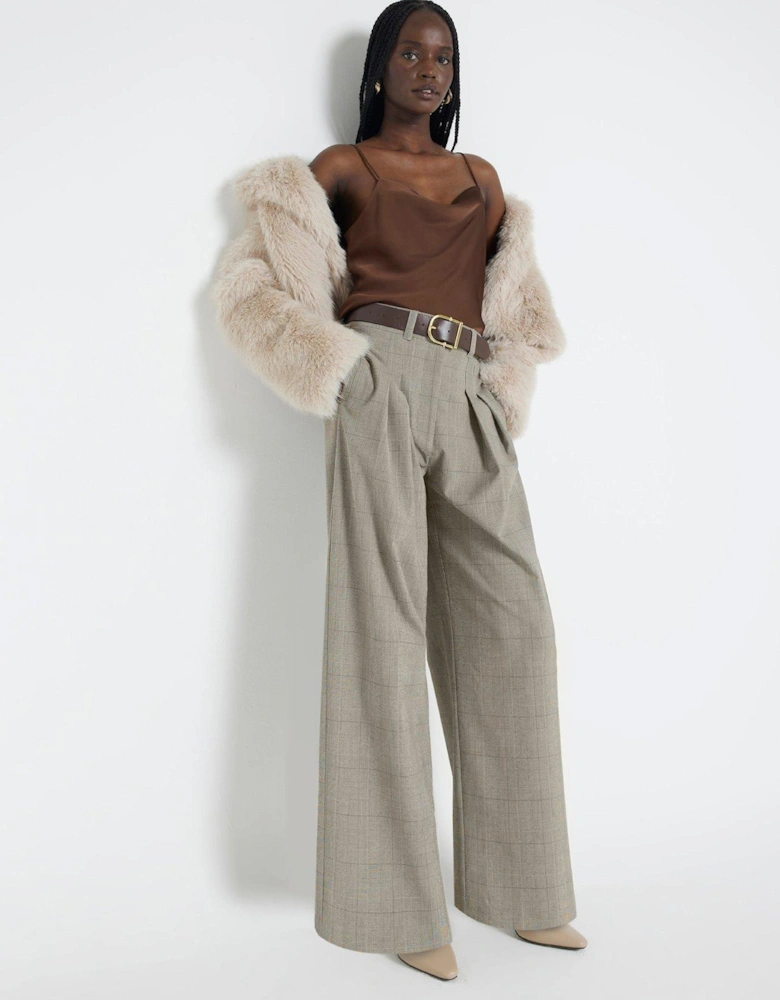 Belted Wide Leg Trouser - Light Brown