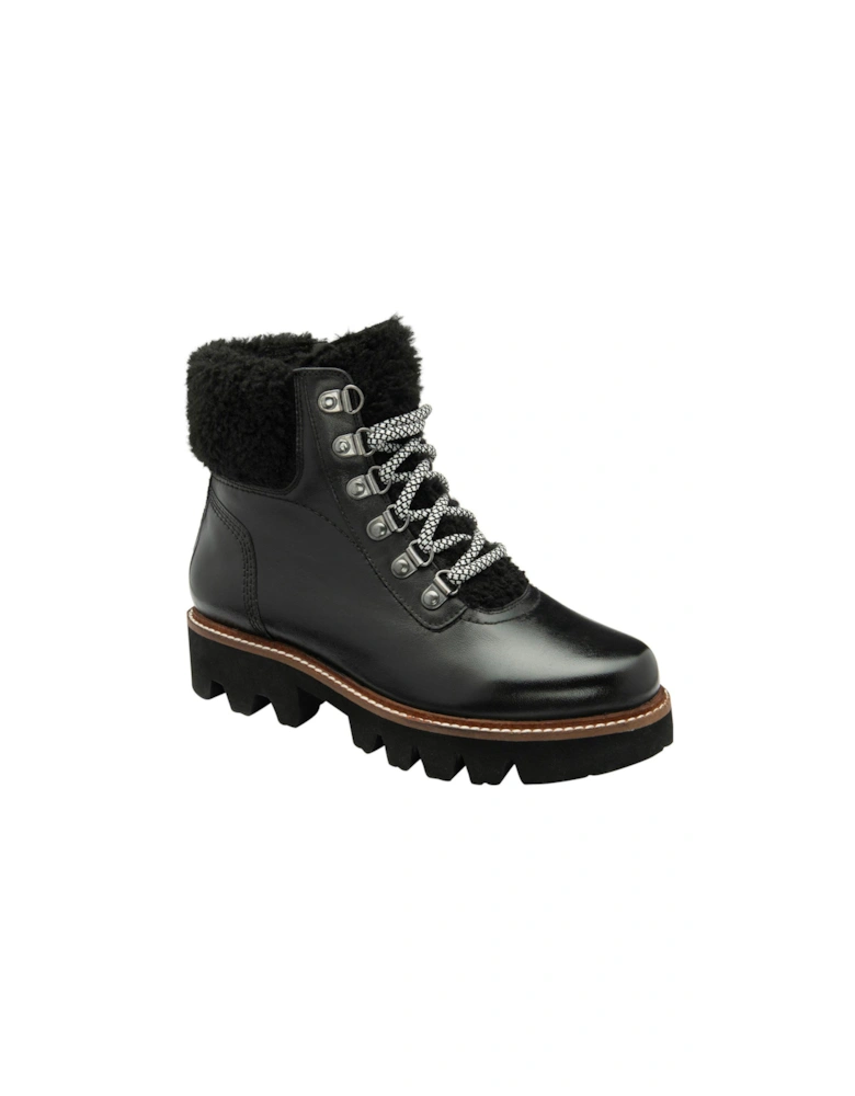 Clyde Leather Fur Lined Hiker Ankle Boot - Black