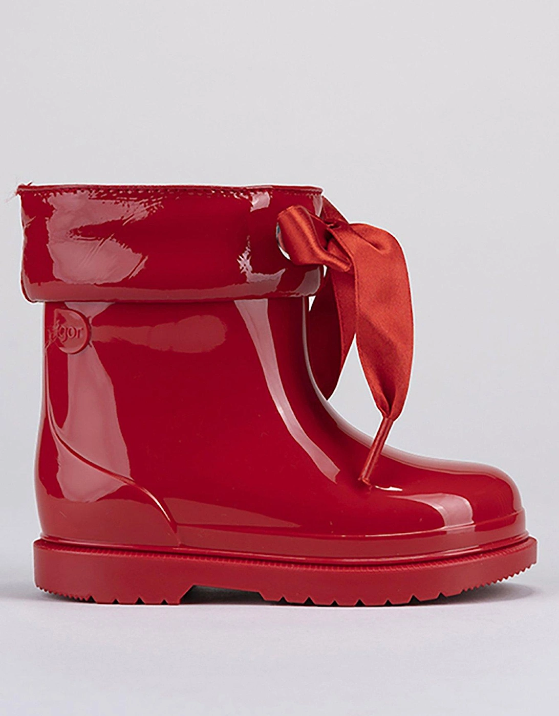 Bimbi Lazo Bow Gloss Wellington Boot - Red, 5 of 4