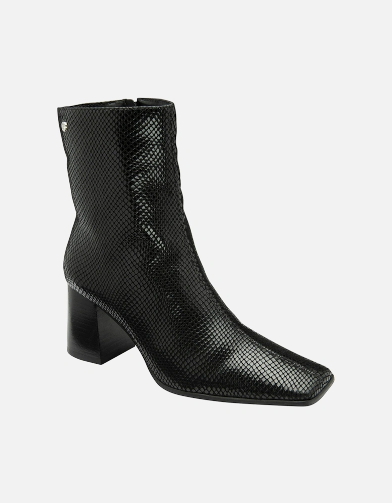 Meldon Square Toe Heeled Boot - Black Snake