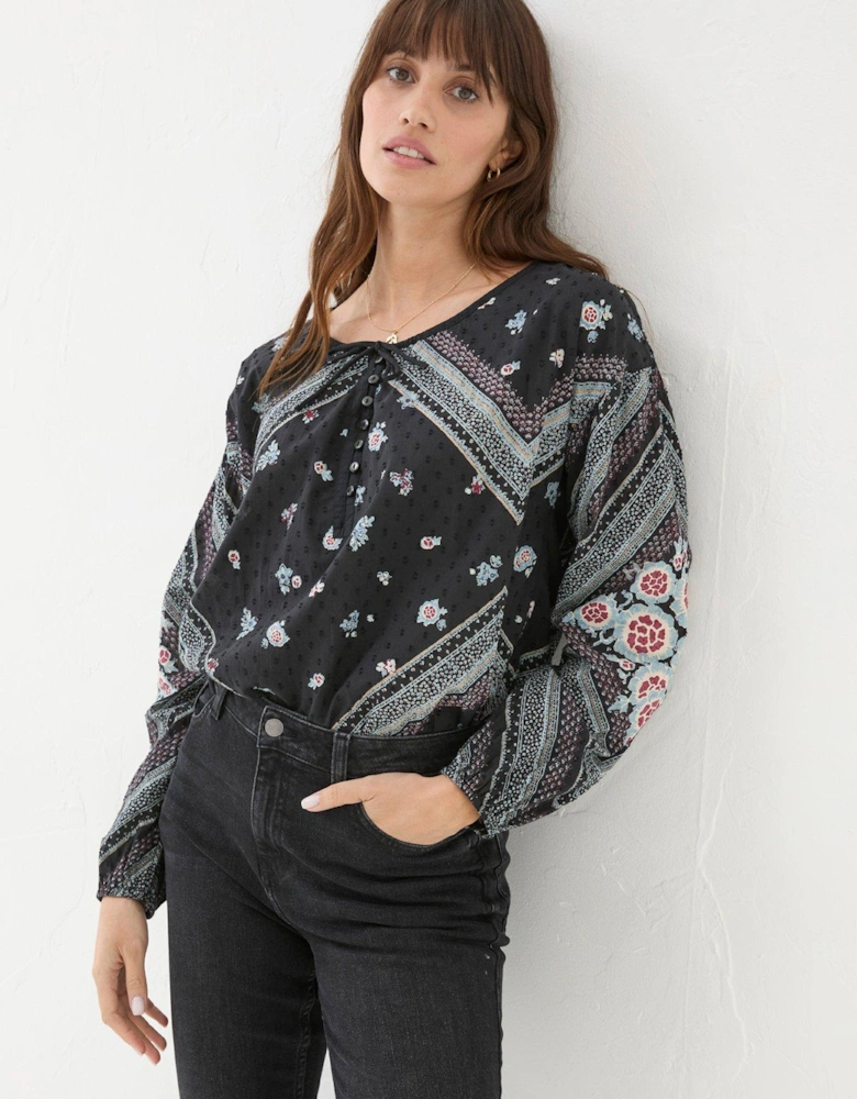 Ishana Frontier Placement Blouse - Black