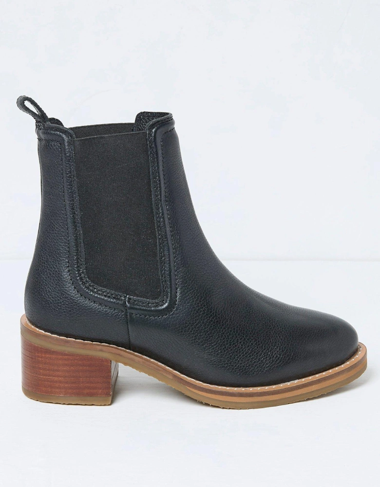 Orla Midi Heel Chelsea Boots - Black