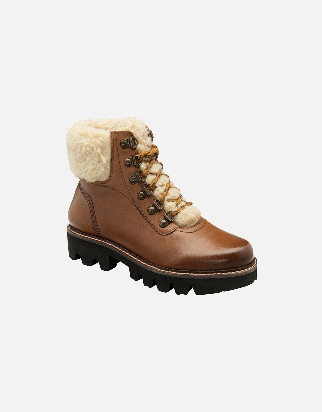 Clyde Leather Fur Lined Hiker Ankle Boot - Tan, 5 of 4