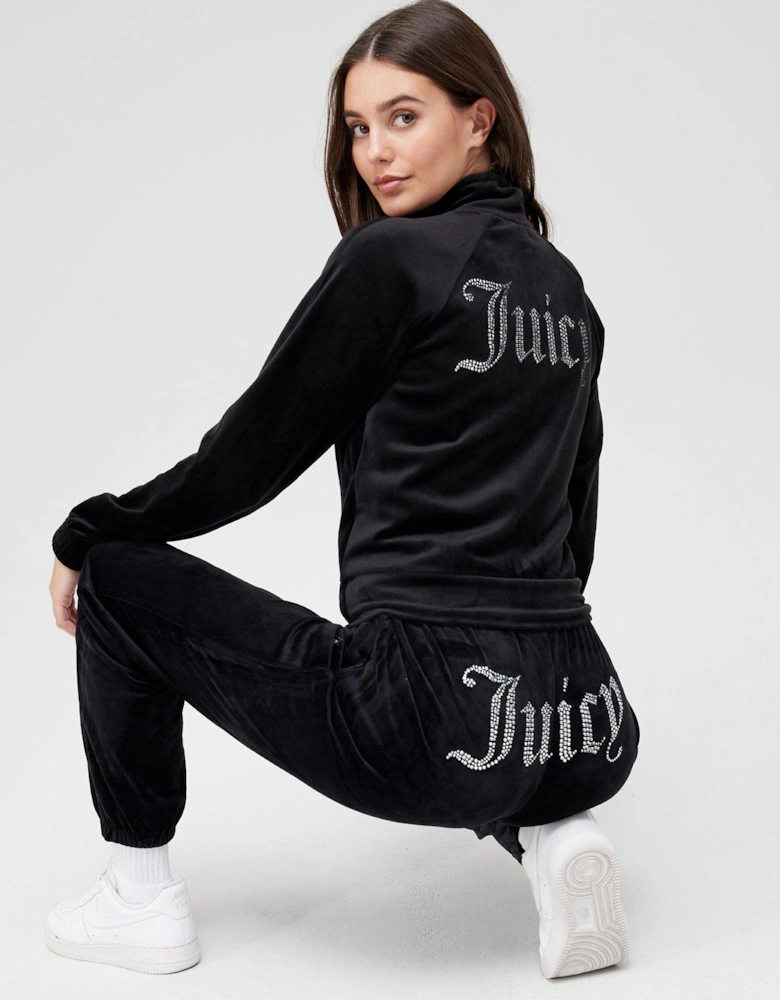 Juicy Diamante Back Velour Track Top - Black