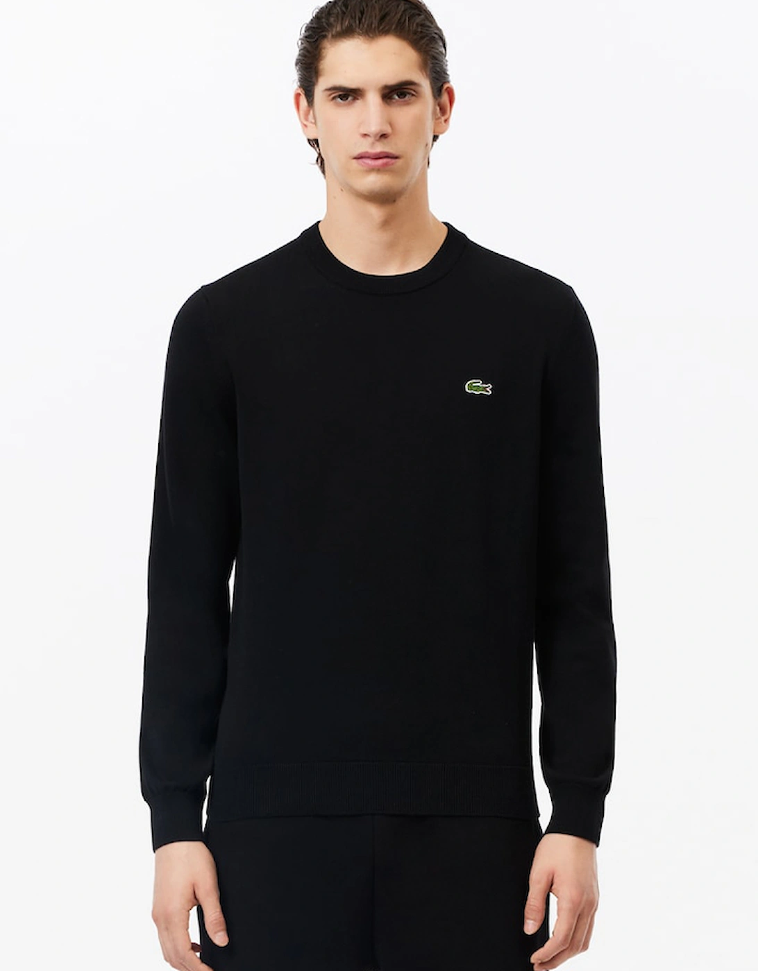 Lacoste Men's Black Monochrome Crew Neck Sweater  Medium