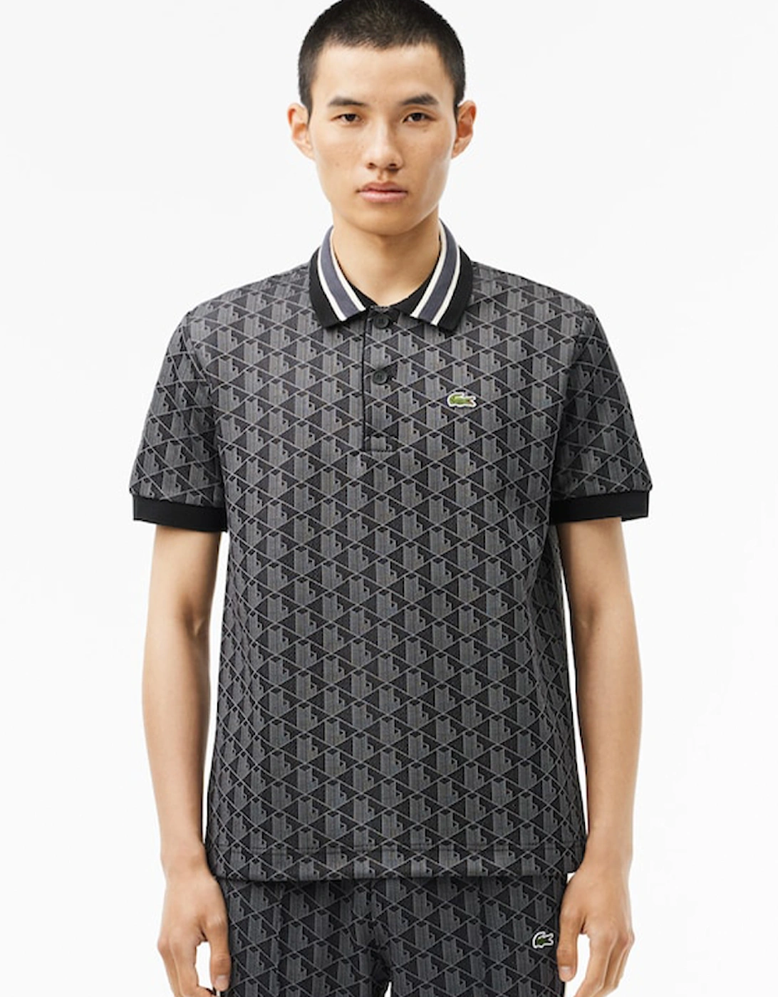 Men's Classic Fit Monogram Jacquard Polo Shirt, 4 of 3