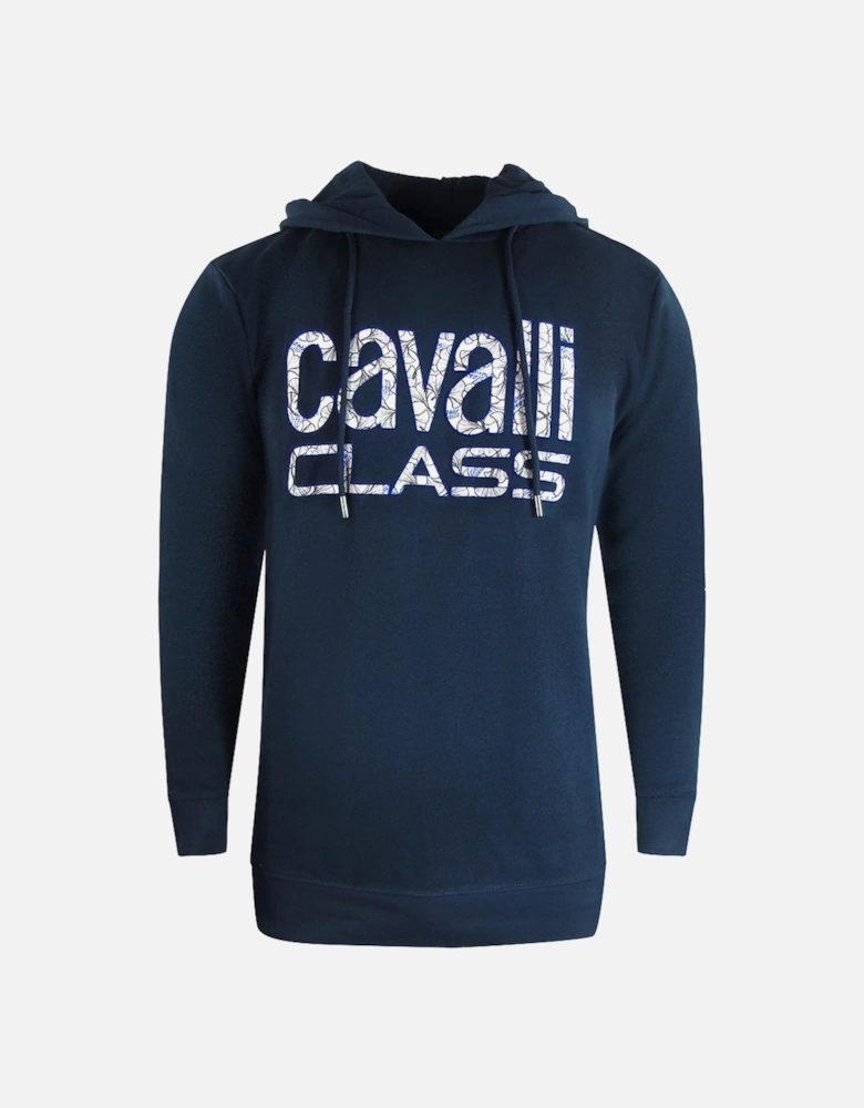 Cavalli Class Floral Logo Navy Blue Hoodie