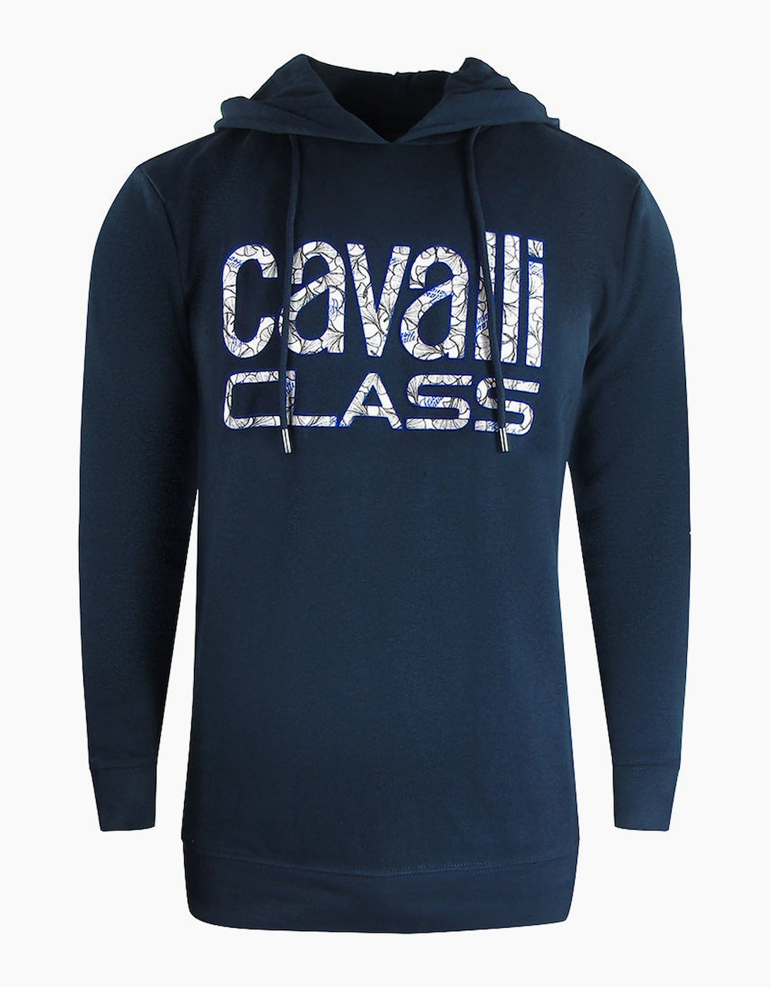 Roberto Cavalli Men's Cavalli Class Floral Logo Navy Blue Hoodie