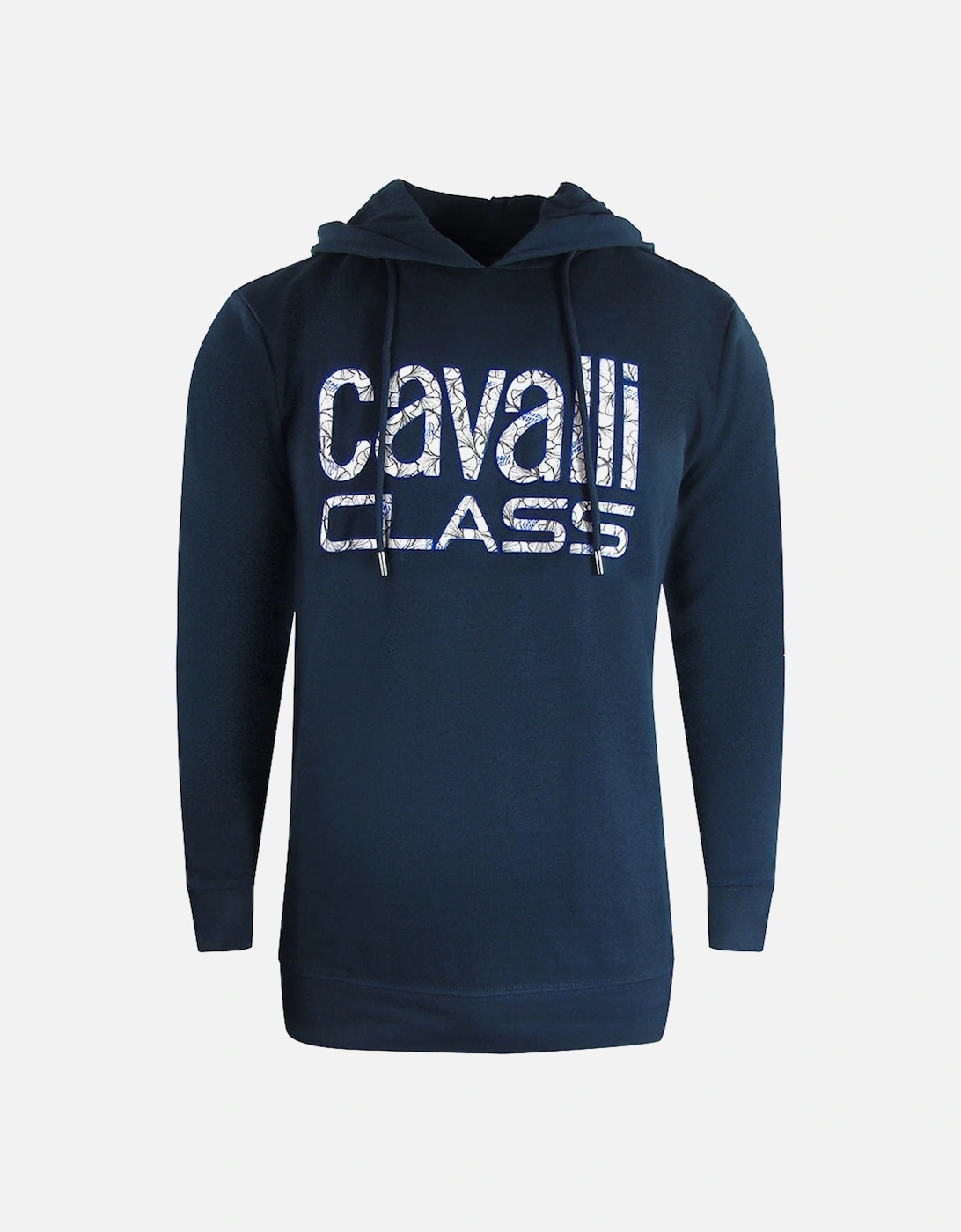 Cavalli Class Floral Logo Navy Blue Hoodie, 2 of 1