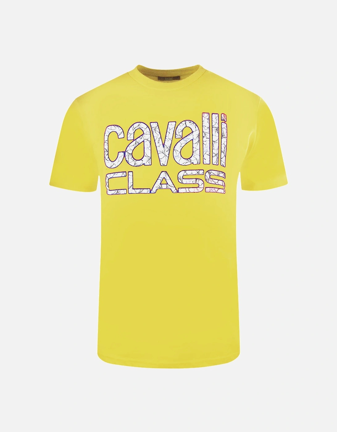 Cavalli Class Bold Floral Logo Yellow T-Shirt, 3 of 2