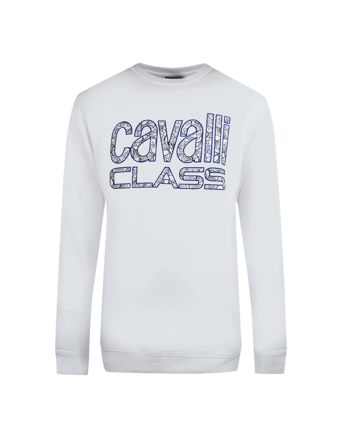 Men's Cavalli Class Bold Floral Design White Sweatshirt - Size: 44