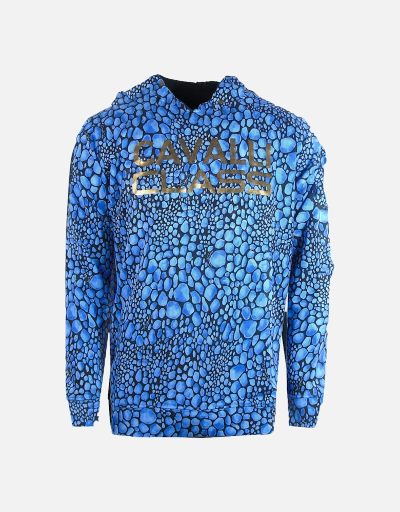 Cavalli Class Leopard Print Blue Hoodie