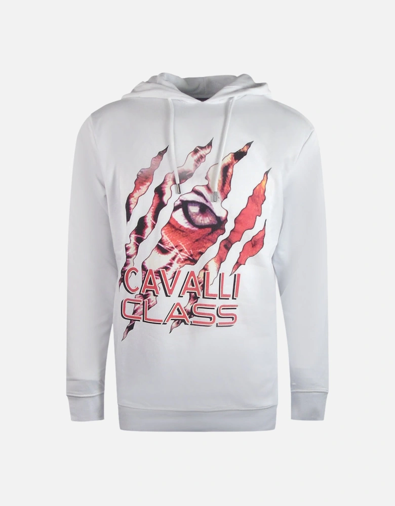 Cavalli Class Peeking Tiger Design White Hoodie