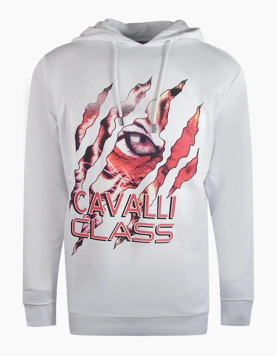 Roberto Cavalli Men's White Cavalli Class Peeking Tiger Design Hoodie - Size: 44