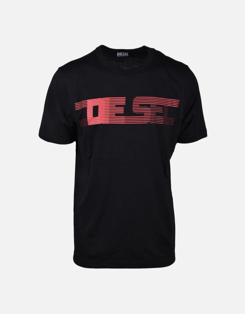 Striped Logo Black T-Shirt